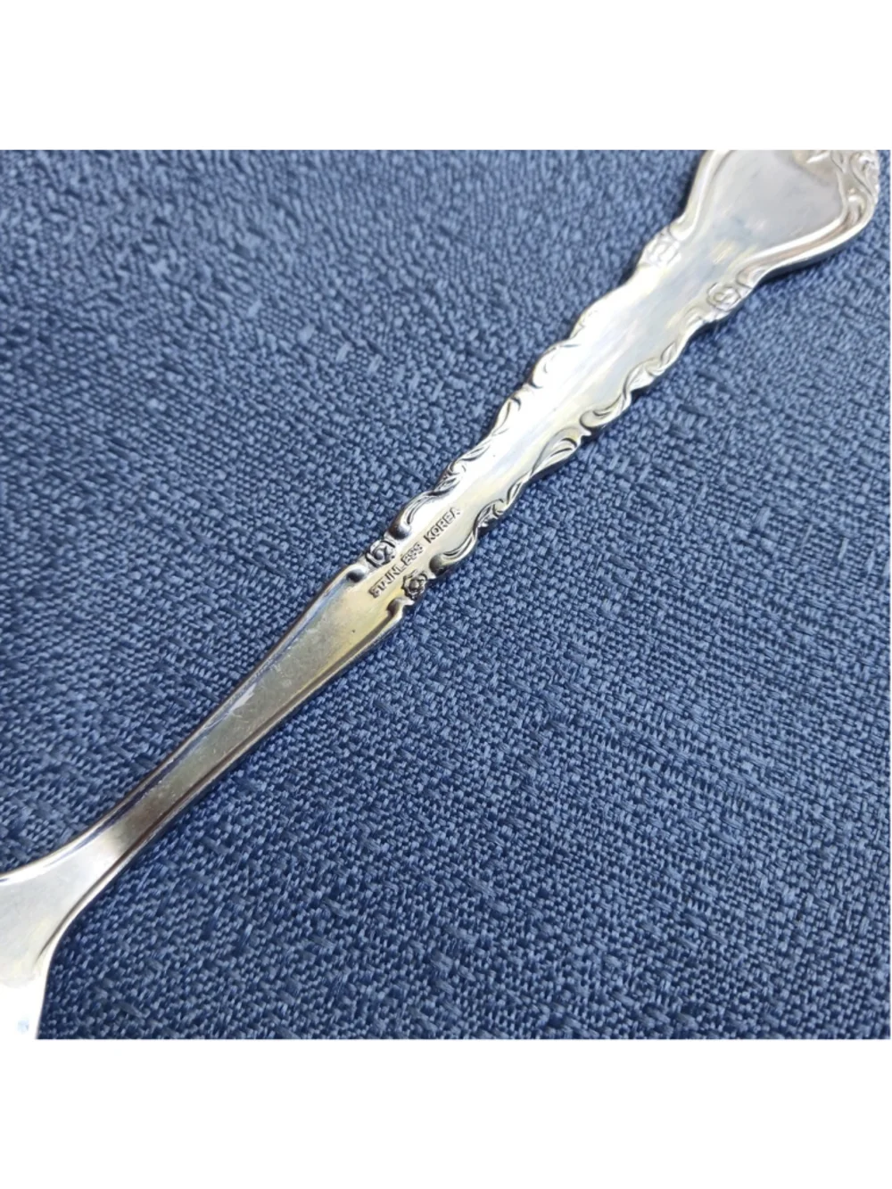 International GIGI Stainless Slotted Serving Spoon Korea 1972 Glossy Silverware